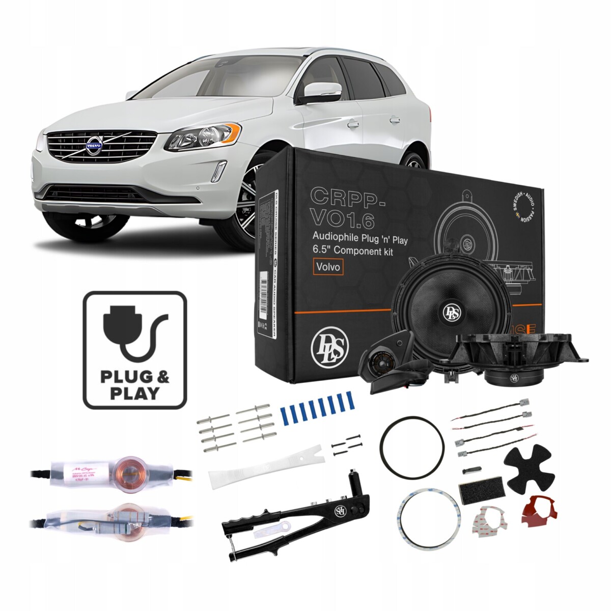 Zestaw głośników DLS Plug&Play do starszych Volvo - przód i tył