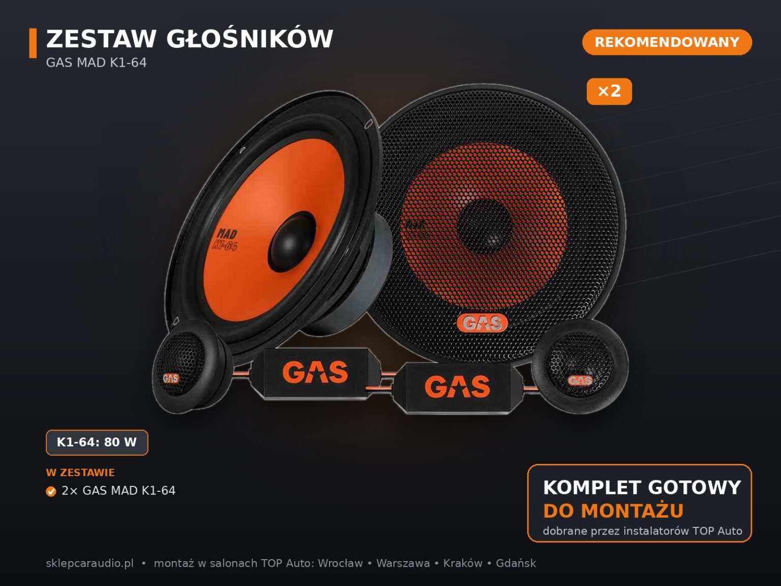 Zestaw fajnych i dobrych głośników GAS AUDIO - K1-64 – kluczowe parametry i skład