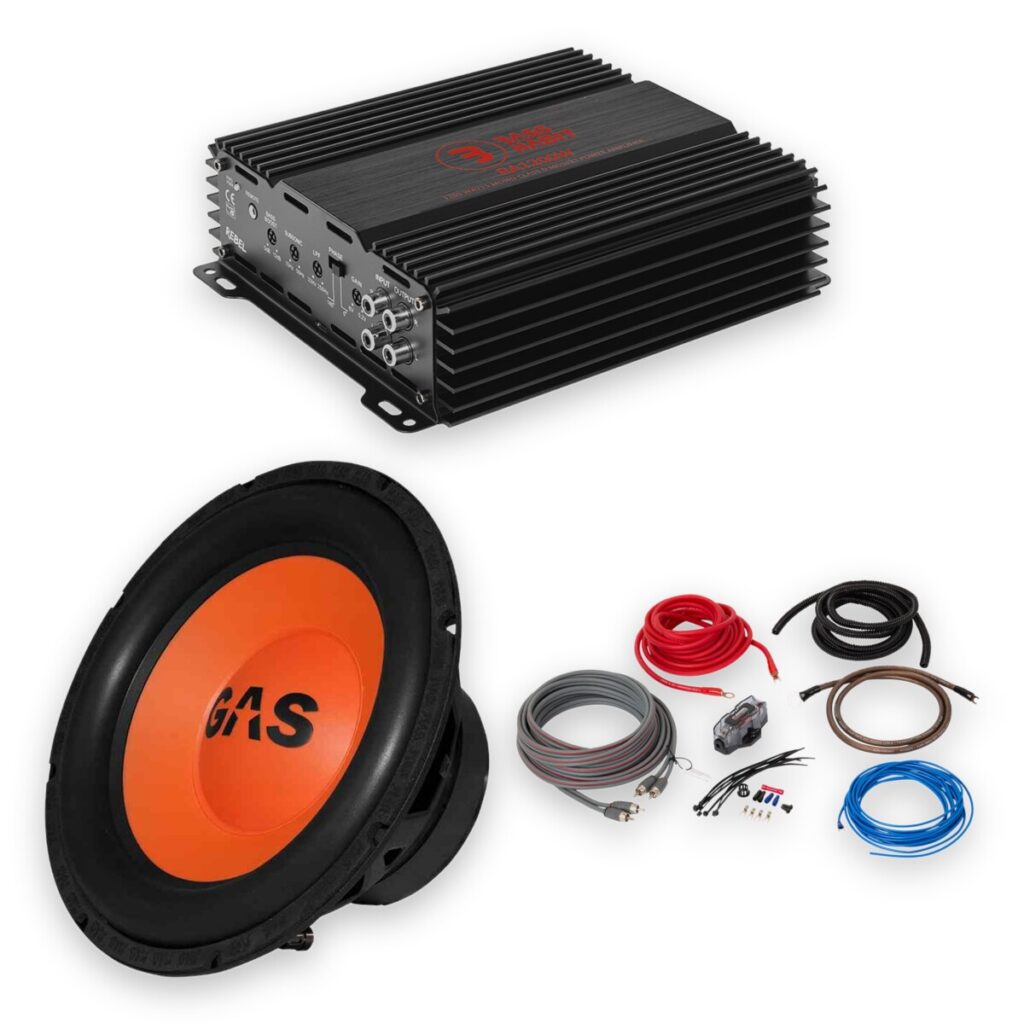 Zestaw basowy GAS MAD S1-104 + BASSHABIT REBEL RA1200W + okablowanie PWK10OFC