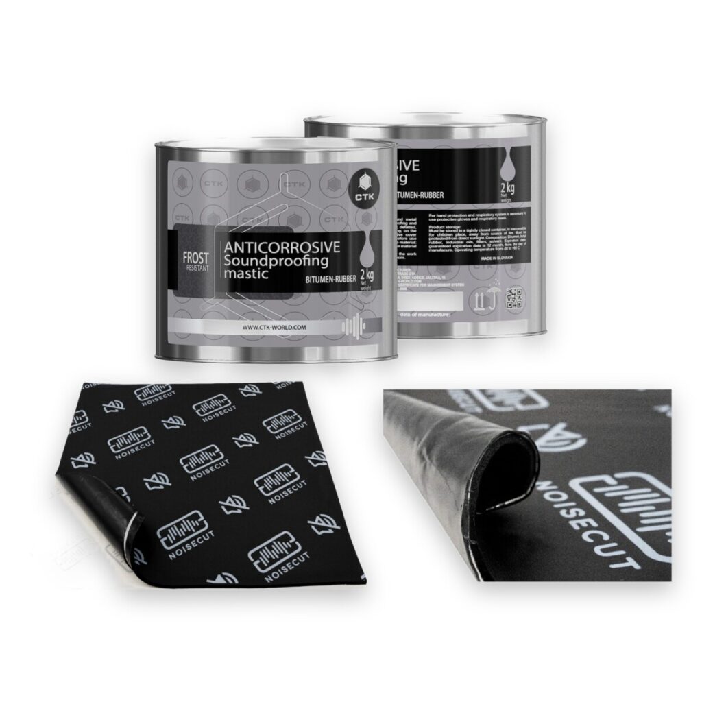 Zestaw wygłuszający – masa CTK DEFENDER + mata NOISECUT MultiLayer 3IN1 v2 8mm + mata NOISECUT MultiLayer 3IN1 v2 5mm –