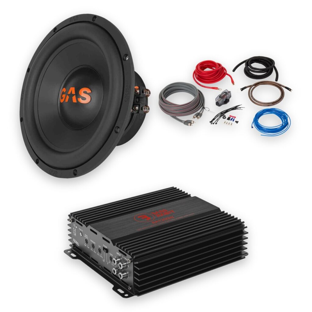 Zestaw basowy GAS MAD S2-10D2 + BASSHABIT REBEL RA1200W + okablowanie PWK10OFC